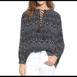 Madewell Black and White Boho Top EUC